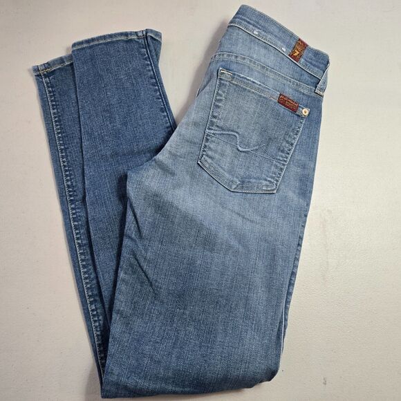 7 For All Mankind Jeans Women's 27 Blue Medium Wash The Skinny - Picture 10 of 16